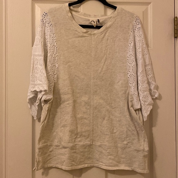 Akemi + Kin Tops - Anthropologie - Akemi & Kin - Coro Dolman Crochet Knit Pullover - L